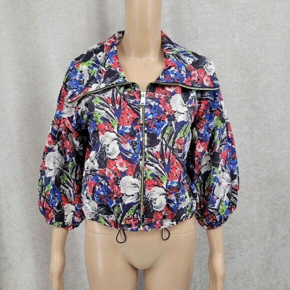 Lauren Ralph Lauren Floral Taffeta  Boxy Crop Technical Jacket Windbreaker - Picture 1 of 12